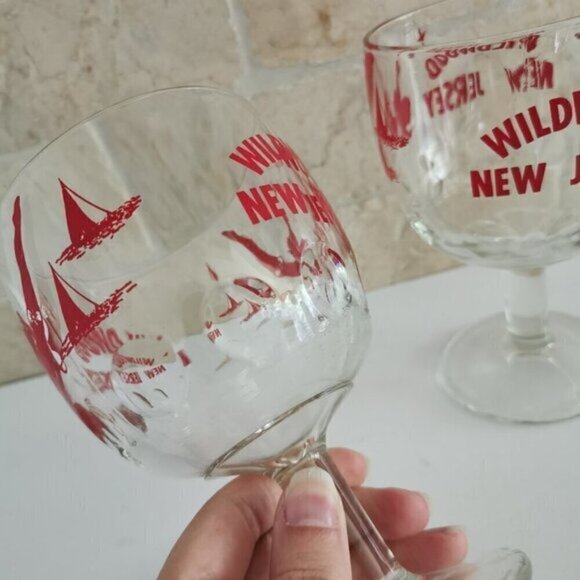 Pair of Wildwood New Jersey Drinking Glasses Vintage, Thumbprint Glass Souvenir - Picture 3 of 7
